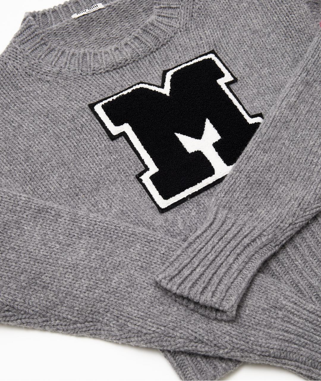 MIU MIU Серый шерстяной джемпер / свитер, фото 5