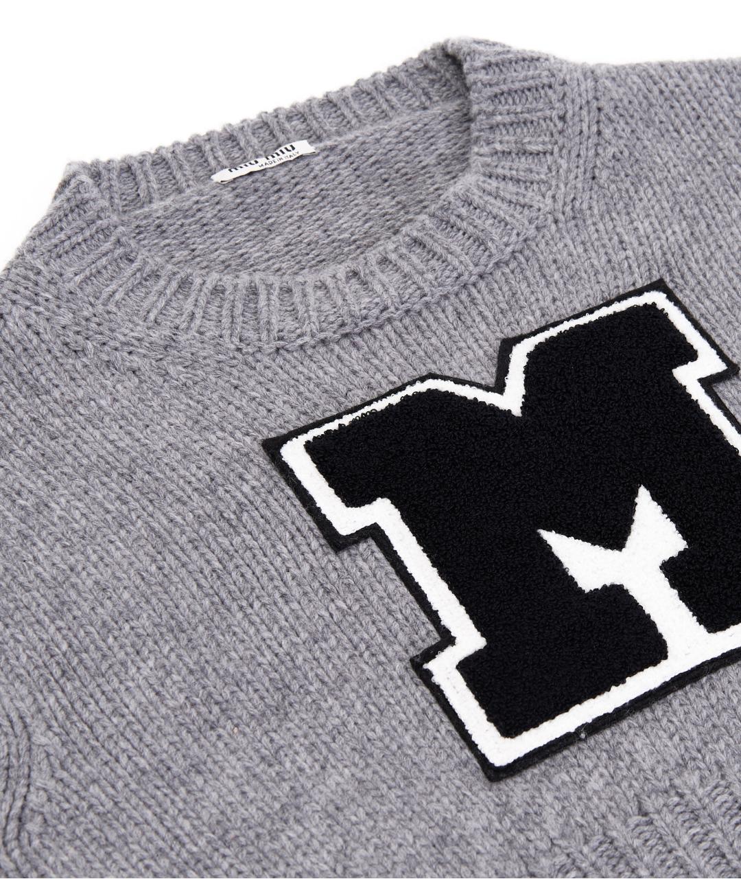 MIU MIU Серый шерстяной джемпер / свитер, фото 4