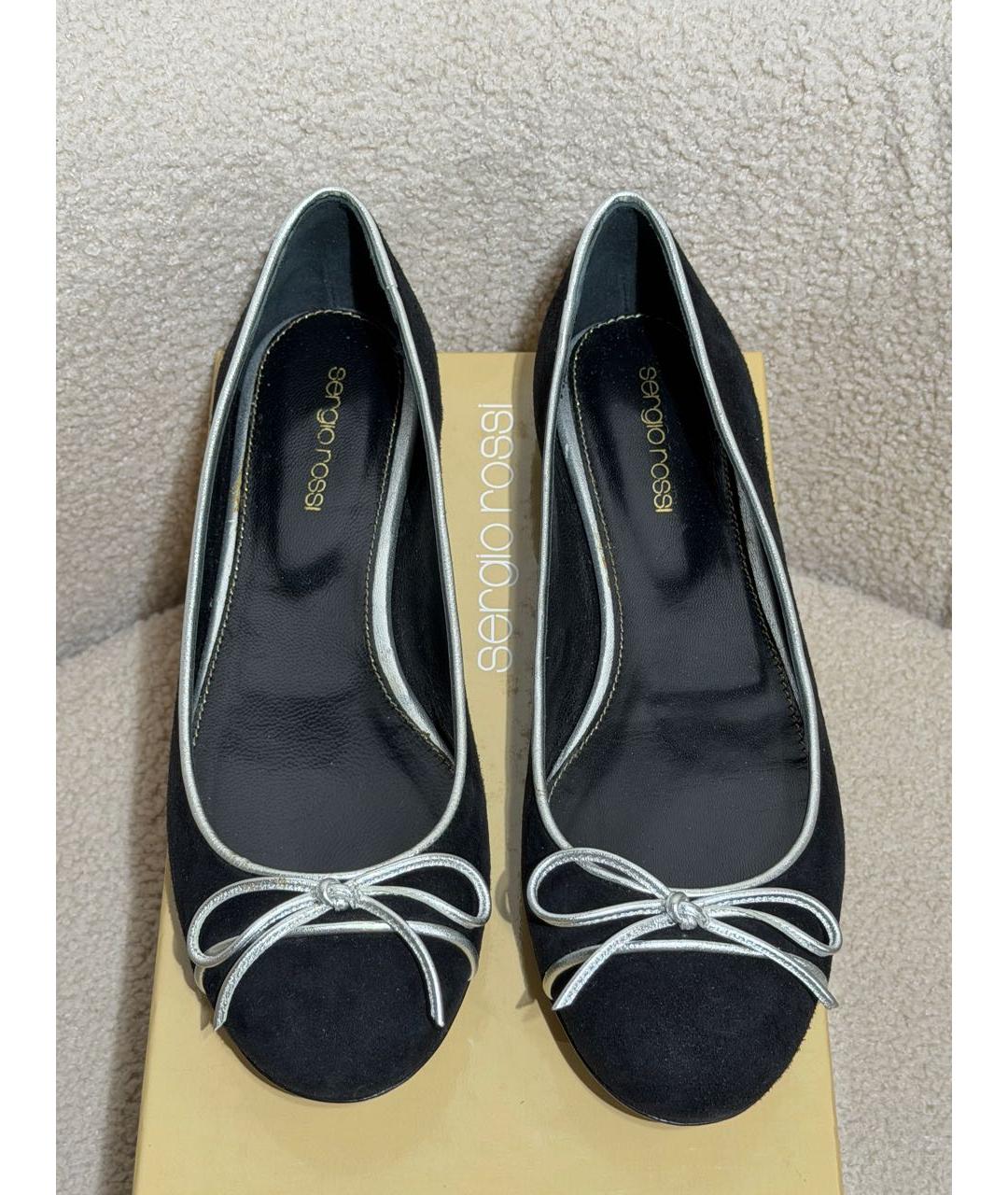 SERGIO ROSSI Черные замшевые балетки, фото 2