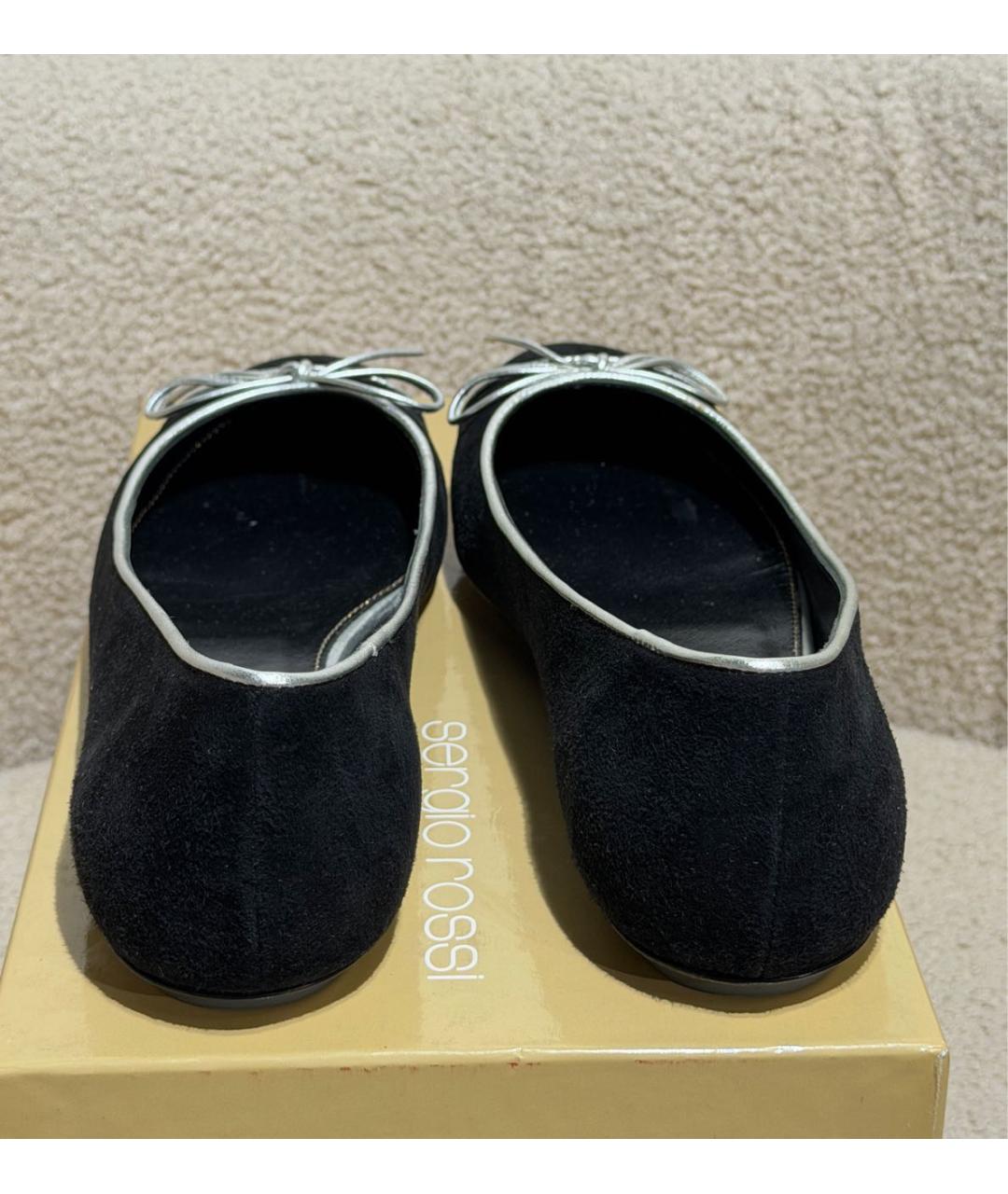 SERGIO ROSSI Черные замшевые балетки, фото 4
