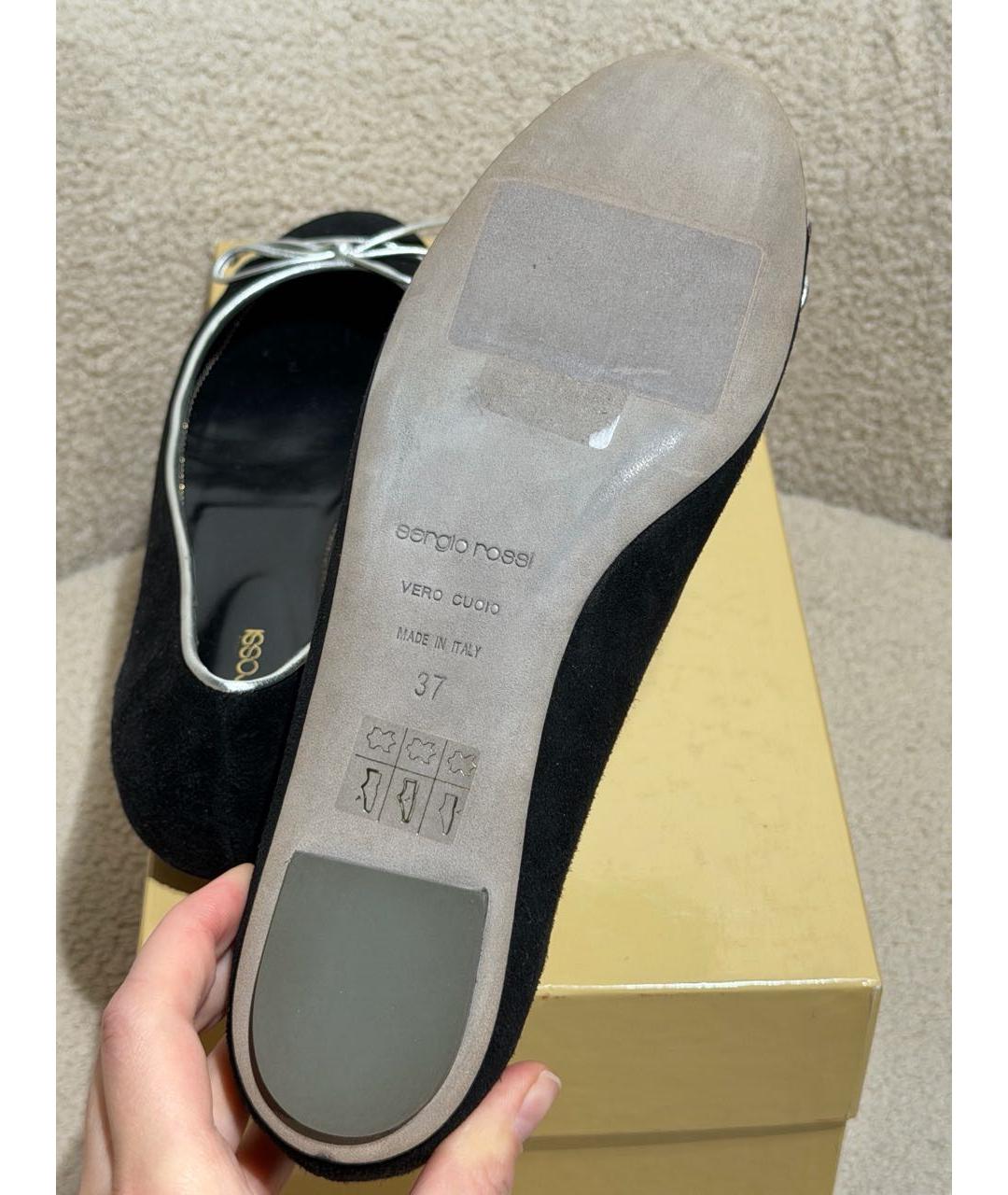 SERGIO ROSSI Черные замшевые балетки, фото 7