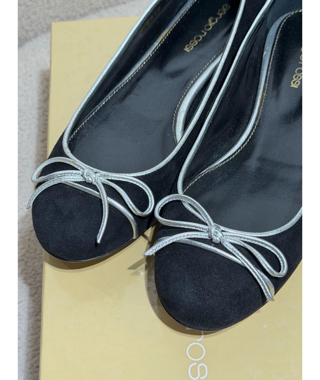 SERGIO ROSSI Черные замшевые балетки, фото 6