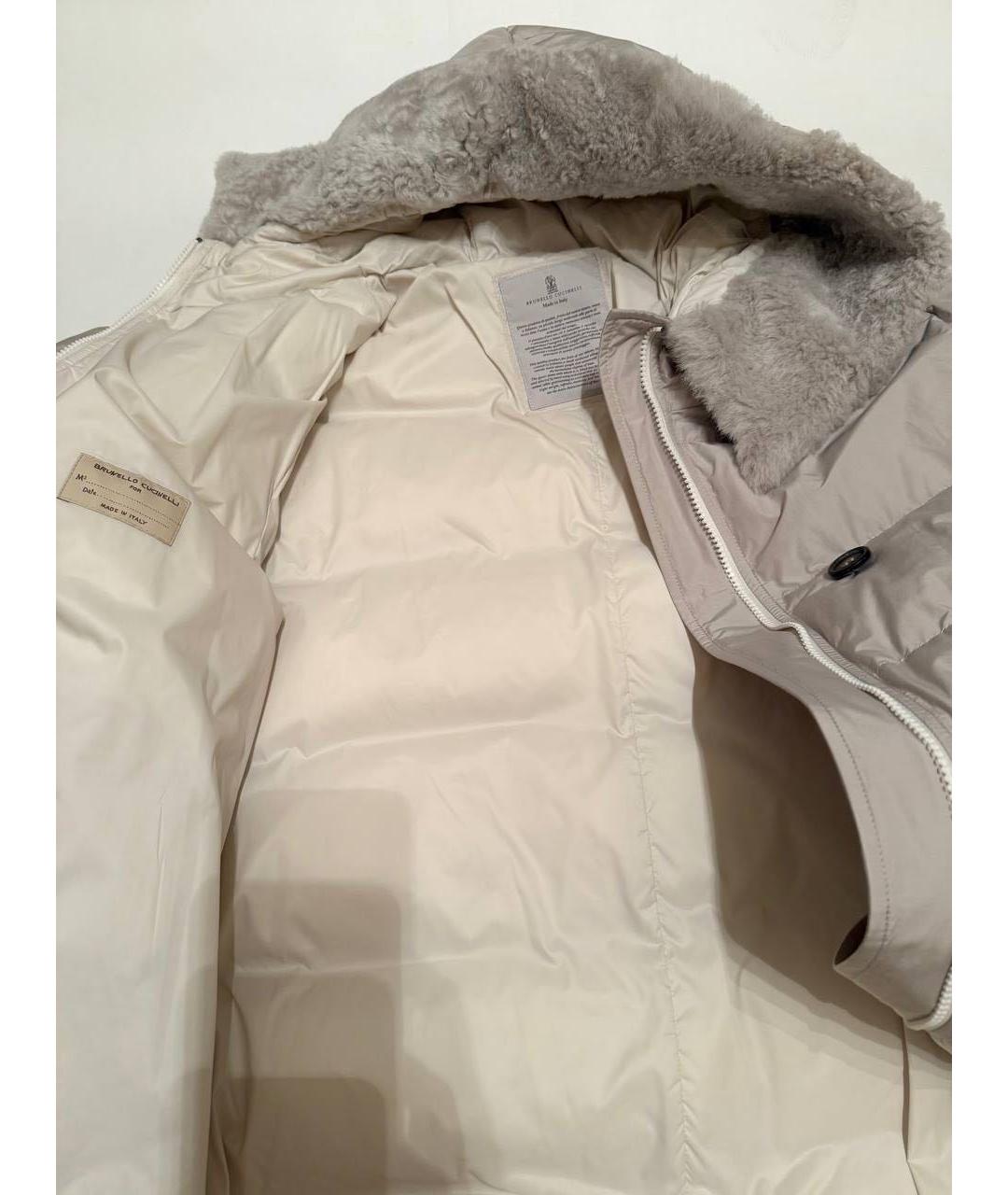 BRUNELLO CUCINELLI Бежевый полиэстеровый пуховик, фото 2