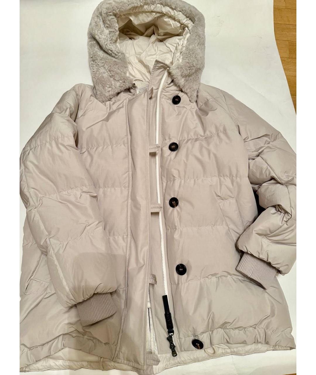 BRUNELLO CUCINELLI Бежевый полиэстеровый пуховик, фото 9