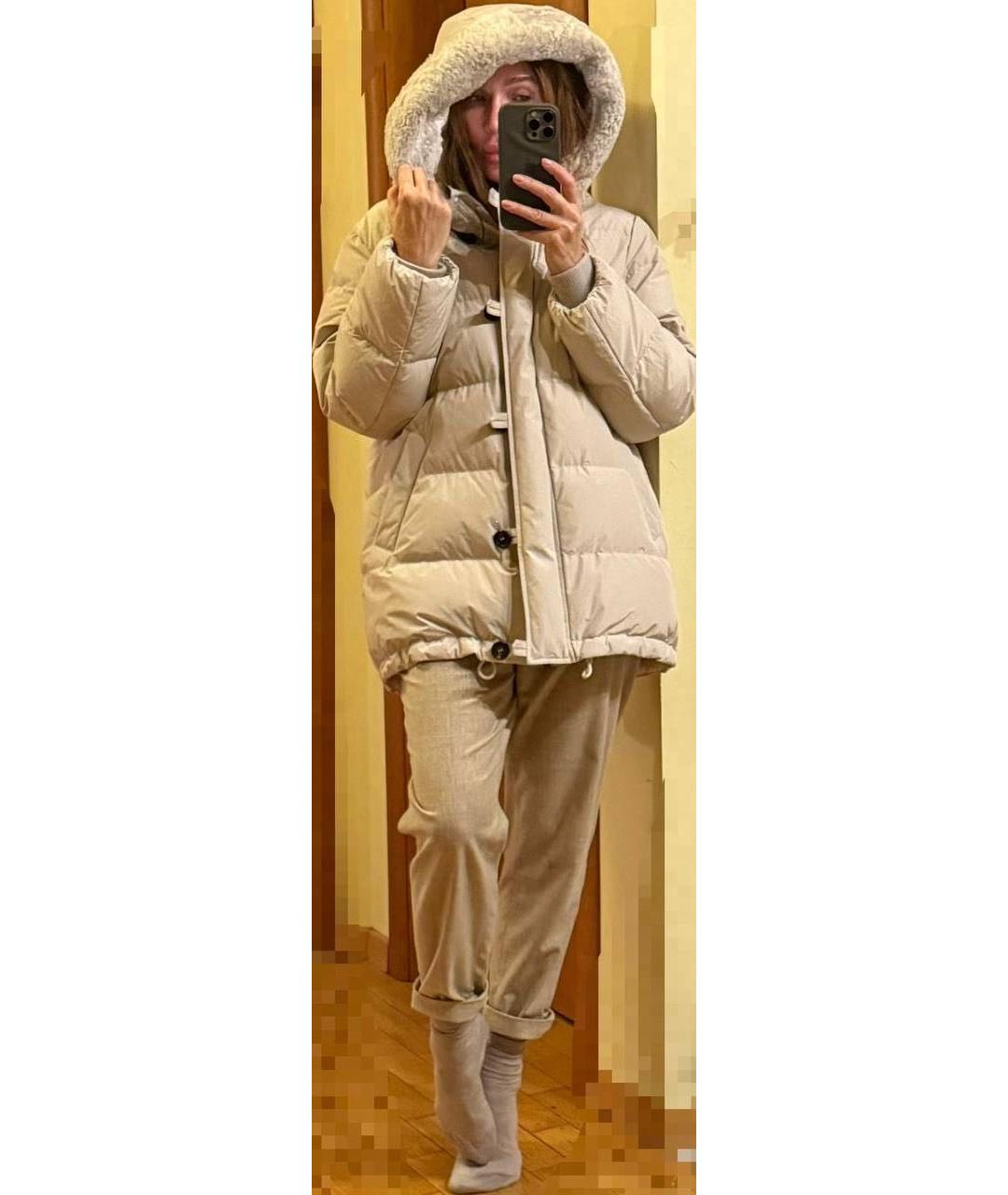 BRUNELLO CUCINELLI Бежевый полиэстеровый пуховик, фото 8