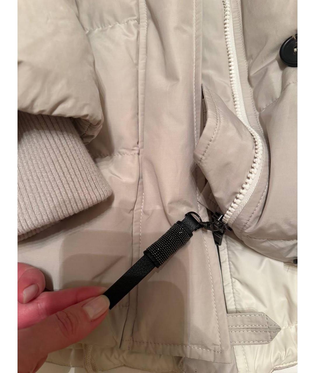 BRUNELLO CUCINELLI Бежевый полиэстеровый пуховик, фото 4