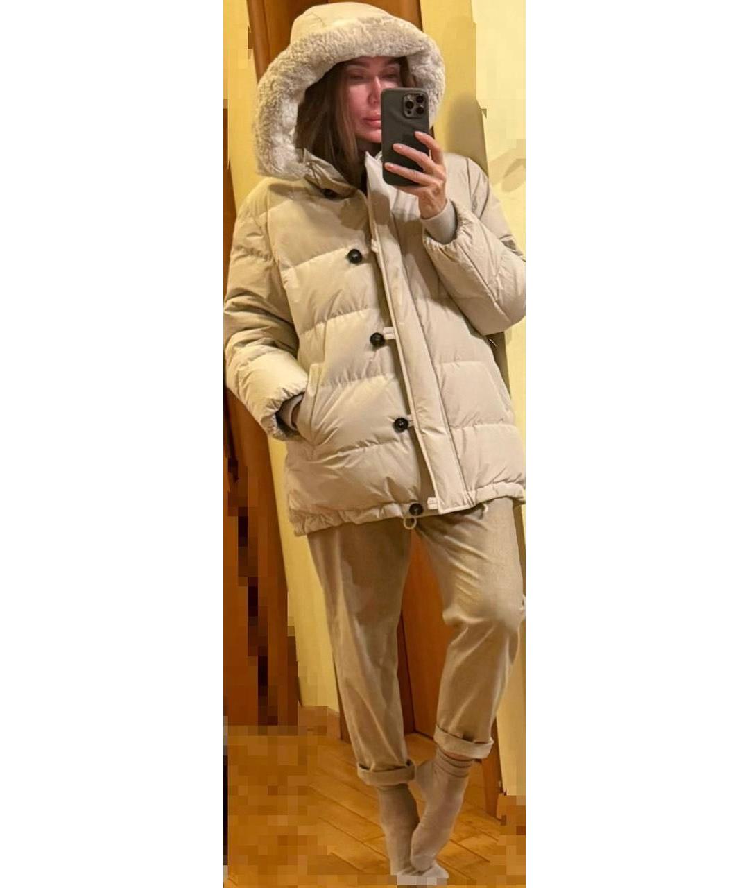 BRUNELLO CUCINELLI Бежевый полиэстеровый пуховик, фото 5
