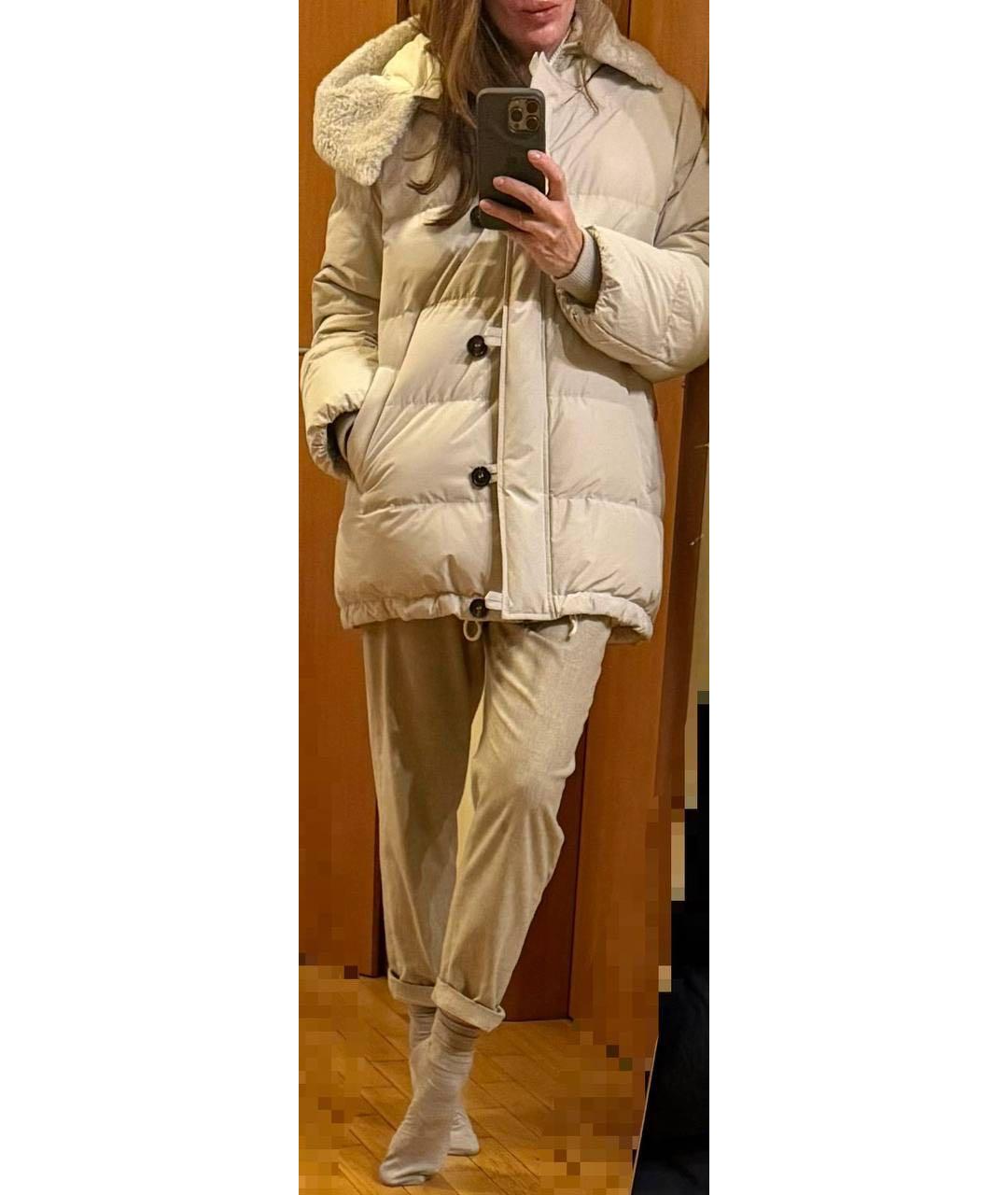 BRUNELLO CUCINELLI Бежевый полиэстеровый пуховик, фото 7