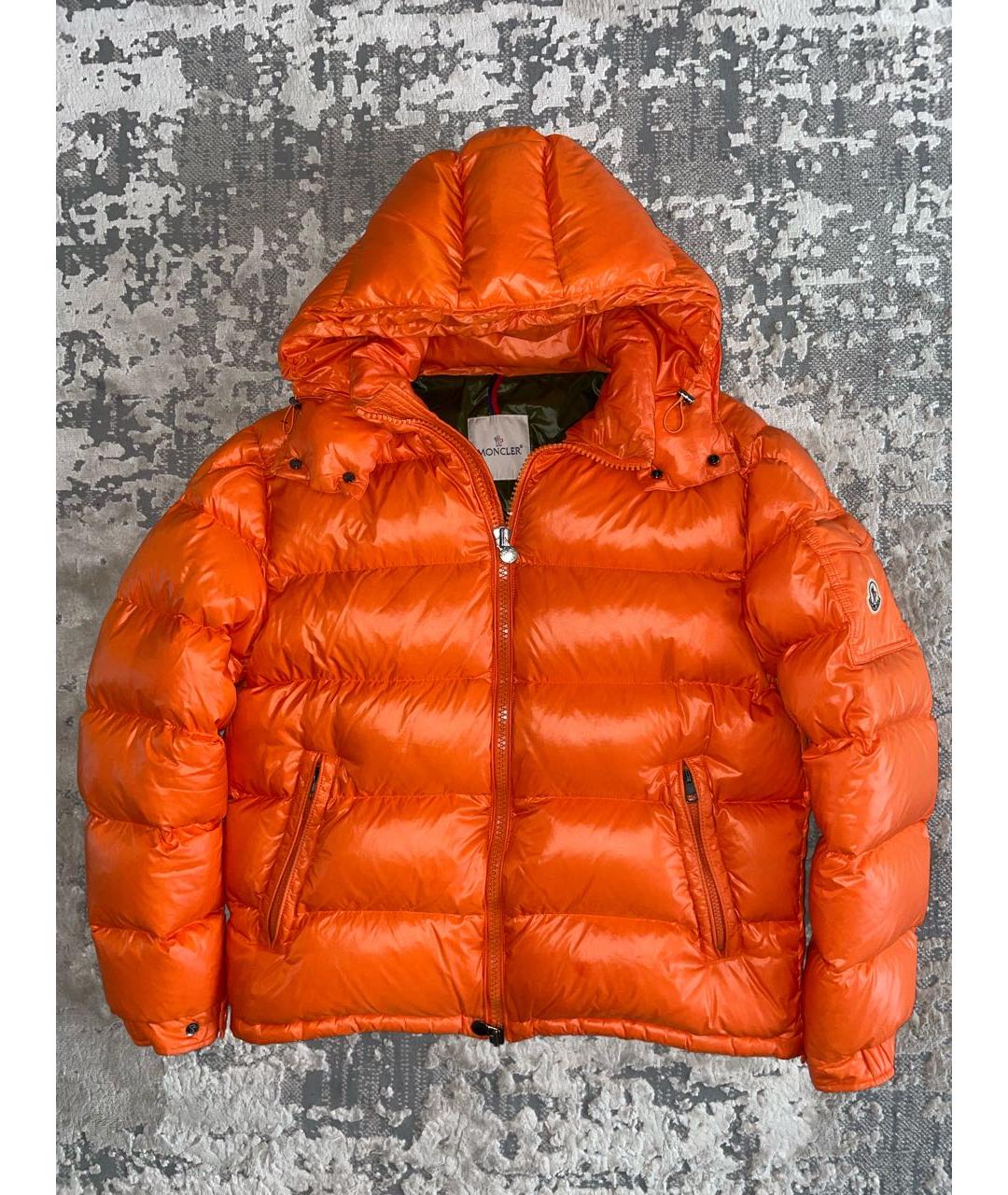 MONCLER Оранжевый полиамидовый пуховик, фото 7