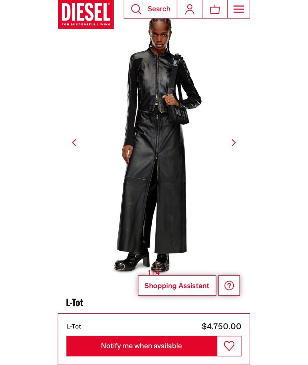 DIESEL Черный кожаный тренч/плащ, фото 3