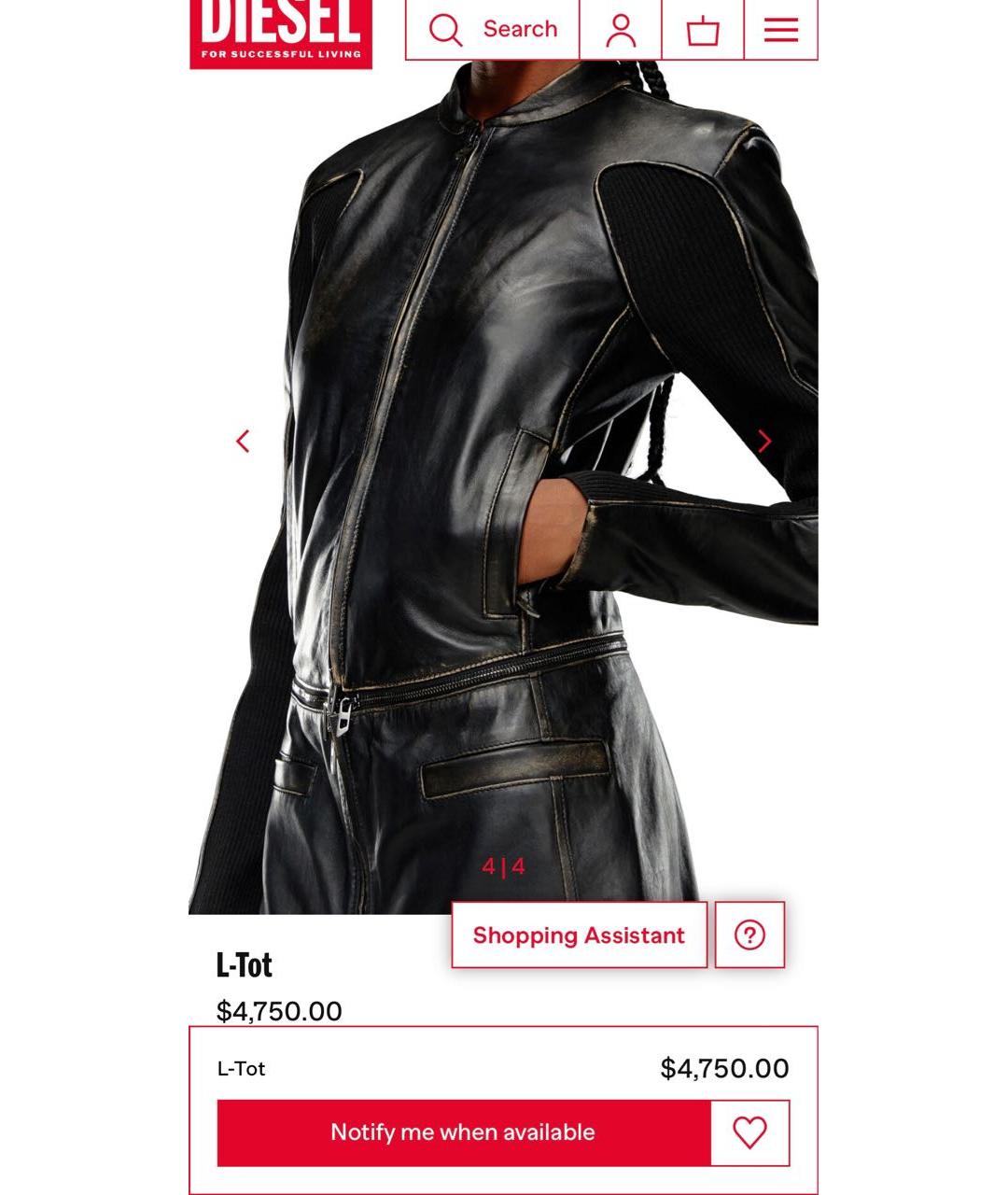 DIESEL Черный кожаный тренч/плащ, фото 5