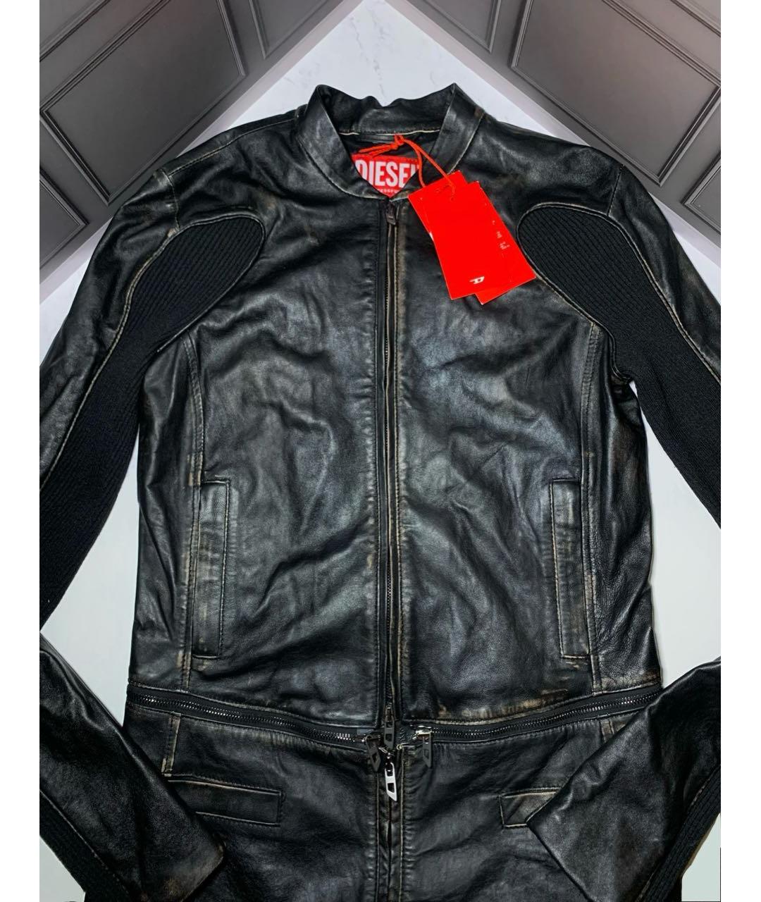 DIESEL Черный кожаный тренч/плащ, фото 6