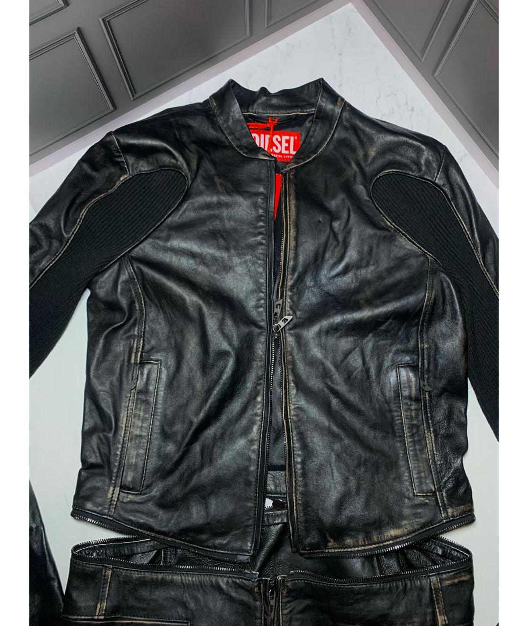 DIESEL Черный кожаный тренч/плащ, фото 7