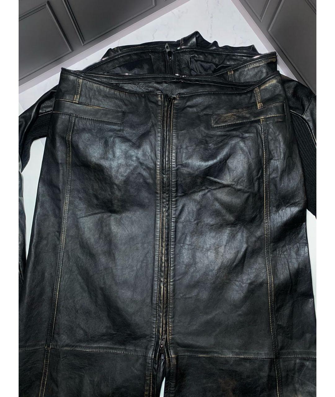 DIESEL Черный кожаный тренч/плащ, фото 8