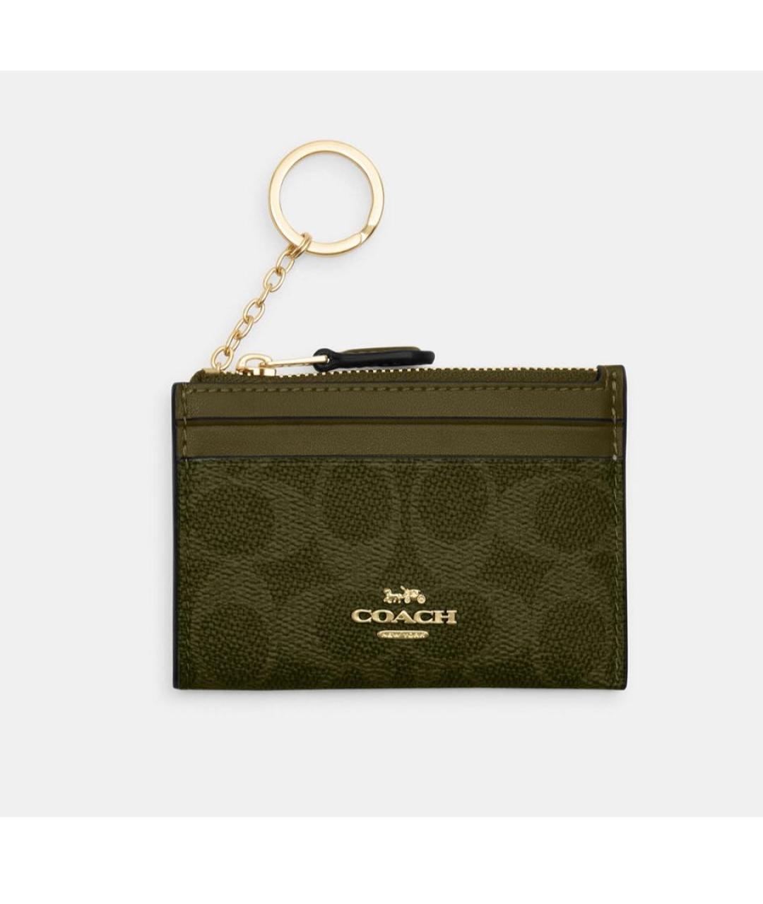 COACH Хаки кожаный кардхолдер, фото 7
