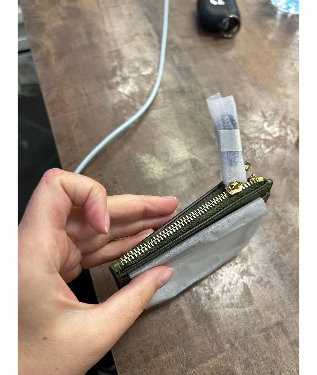 COACH Хаки кожаный кардхолдер, фото 5