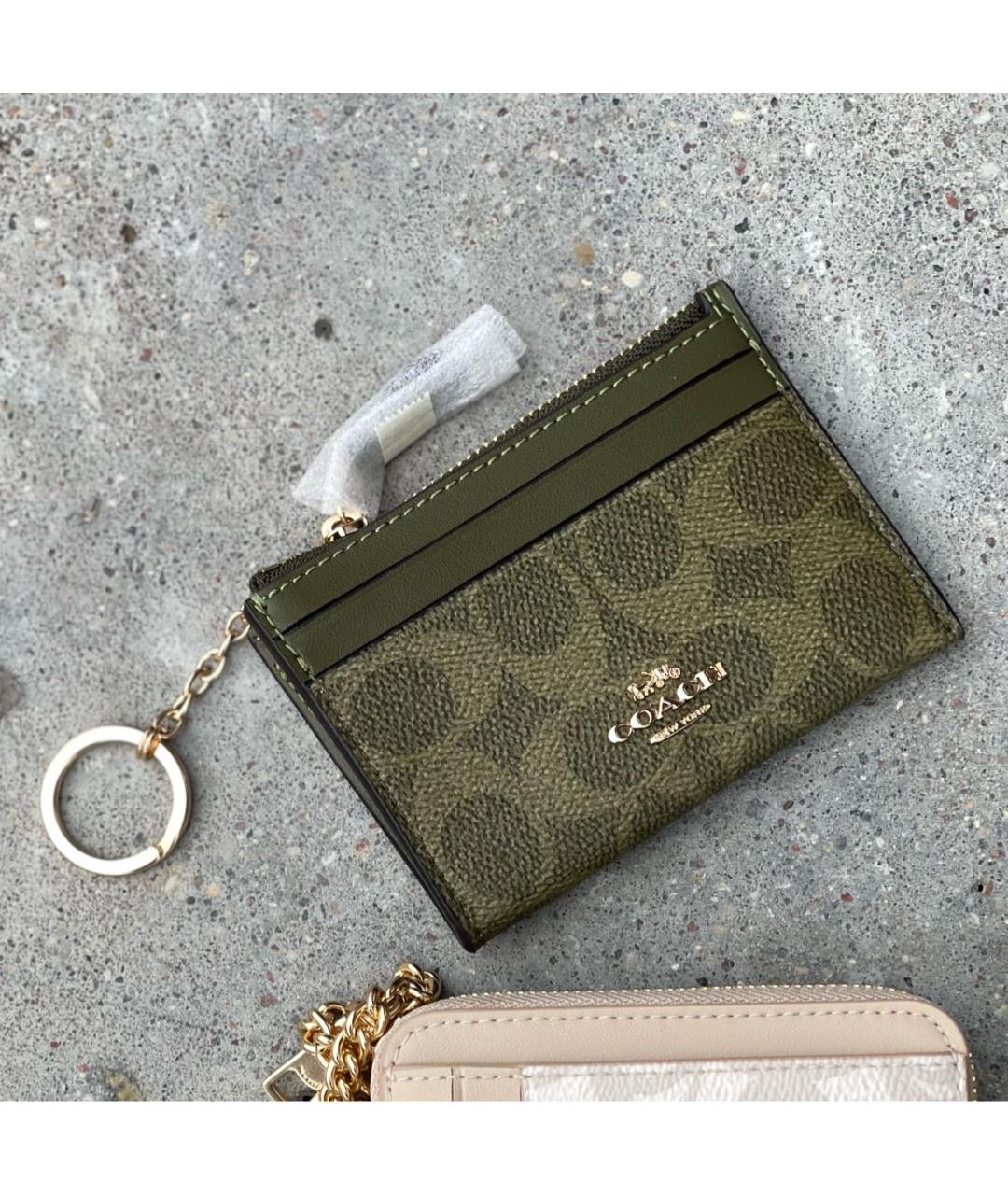 COACH Хаки кожаный кардхолдер, фото 3