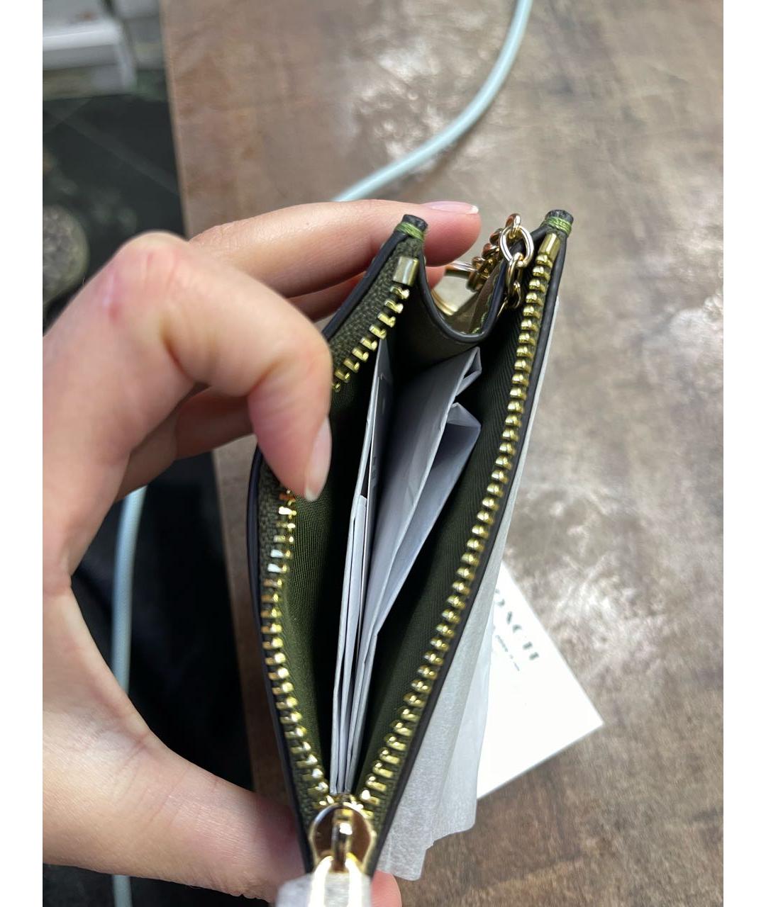 COACH Хаки кожаный кардхолдер, фото 6