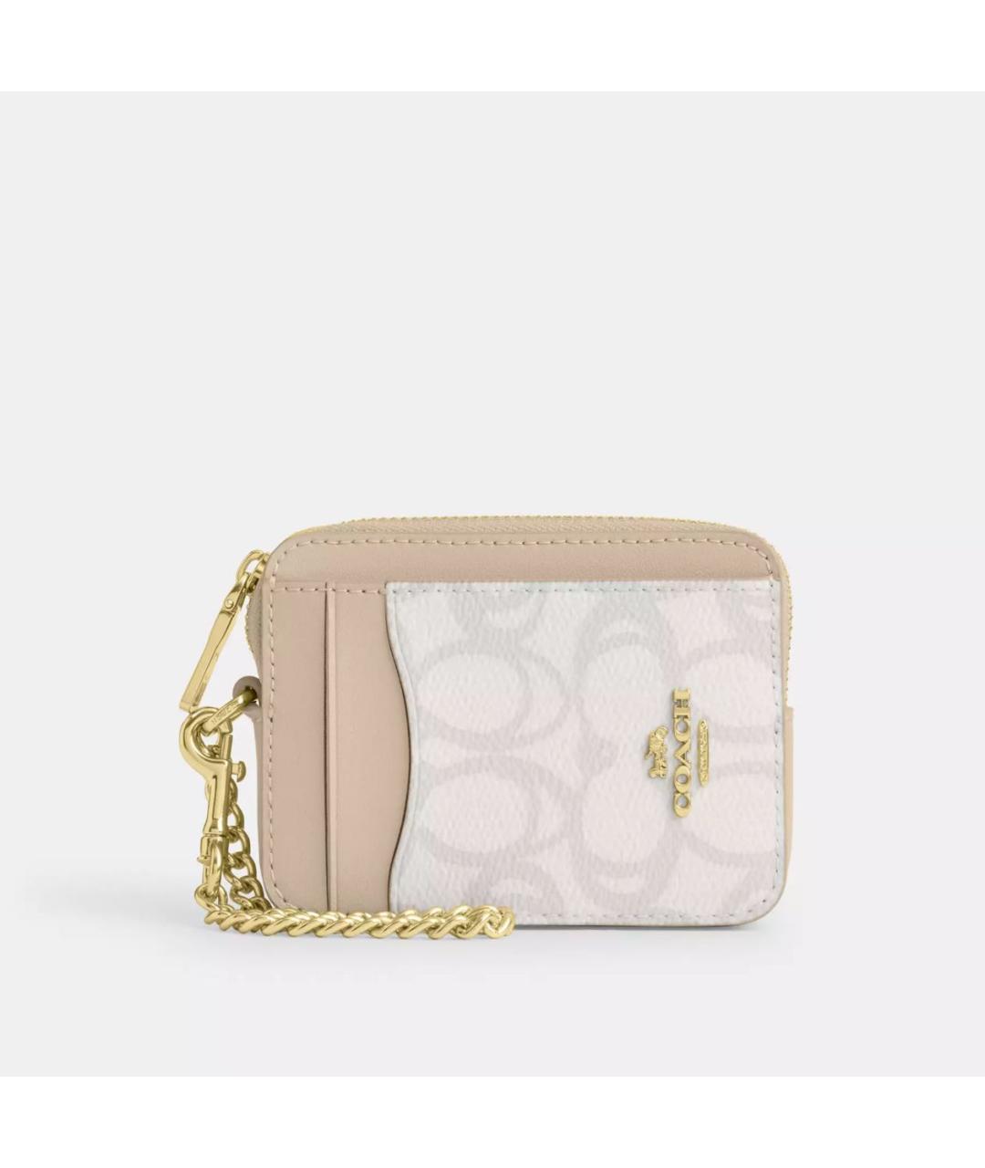 COACH Бежевый кожаный кошелек, фото 8