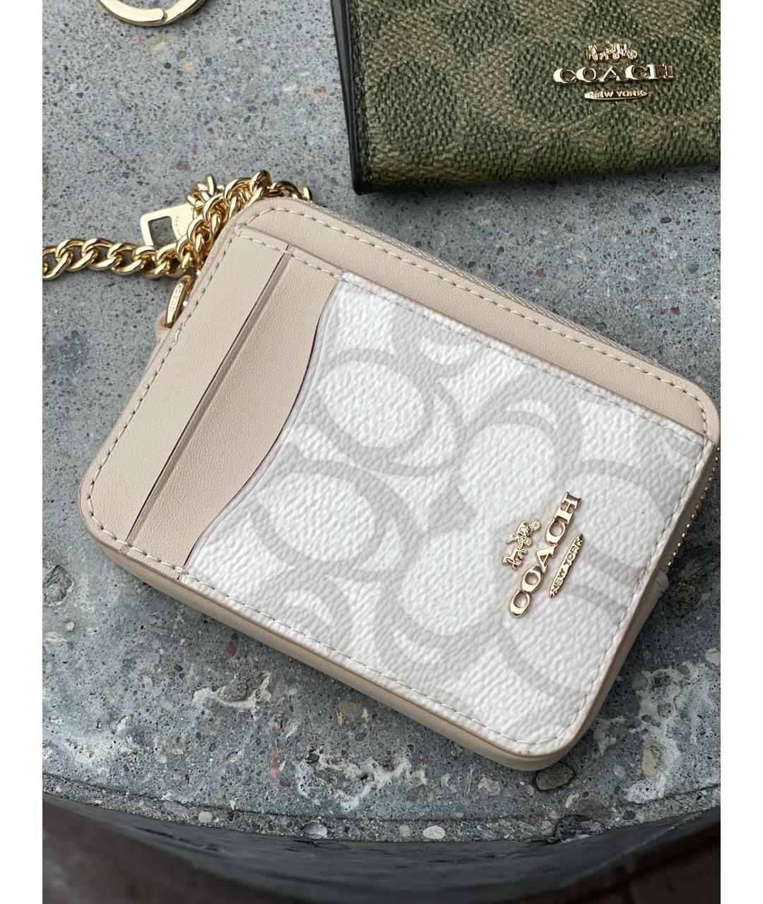 COACH Бежевый кожаный кошелек, фото 2