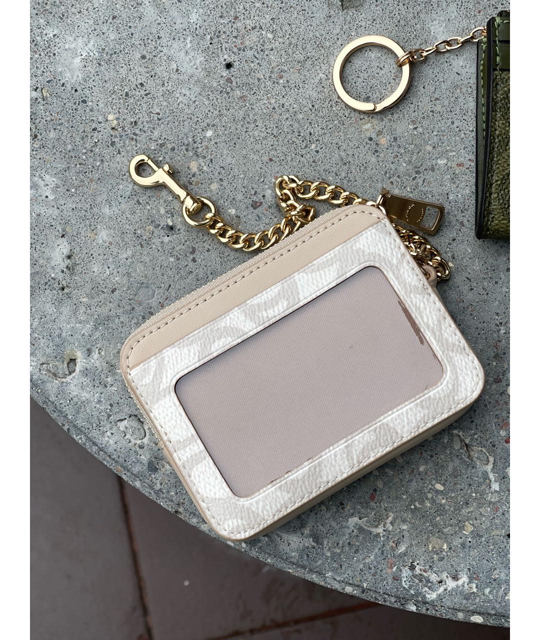 COACH Бежевый кожаный кошелек, фото 4