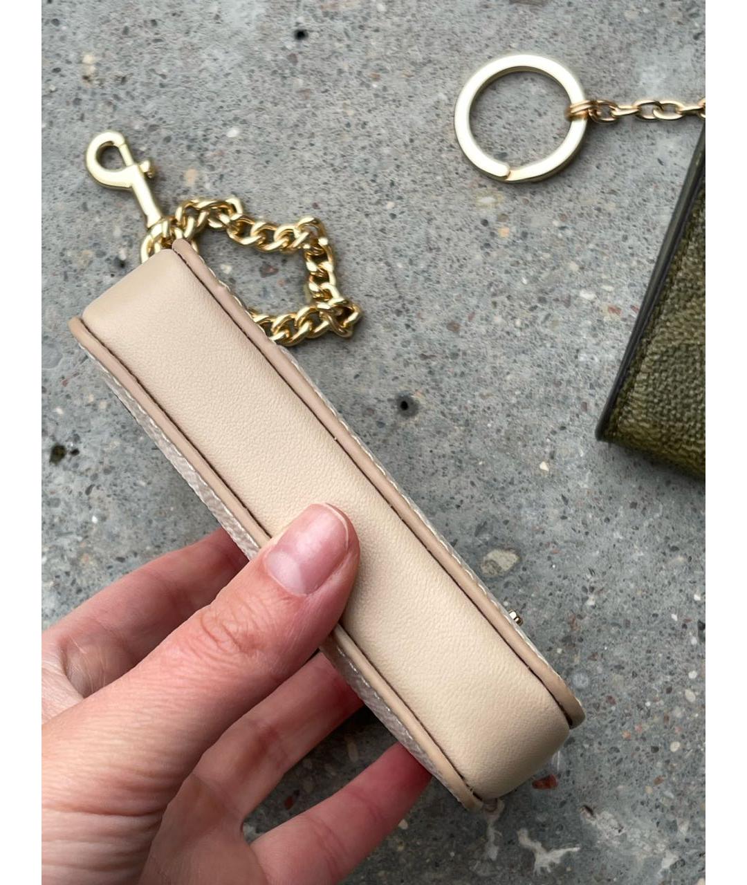 COACH Бежевый кожаный кошелек, фото 6