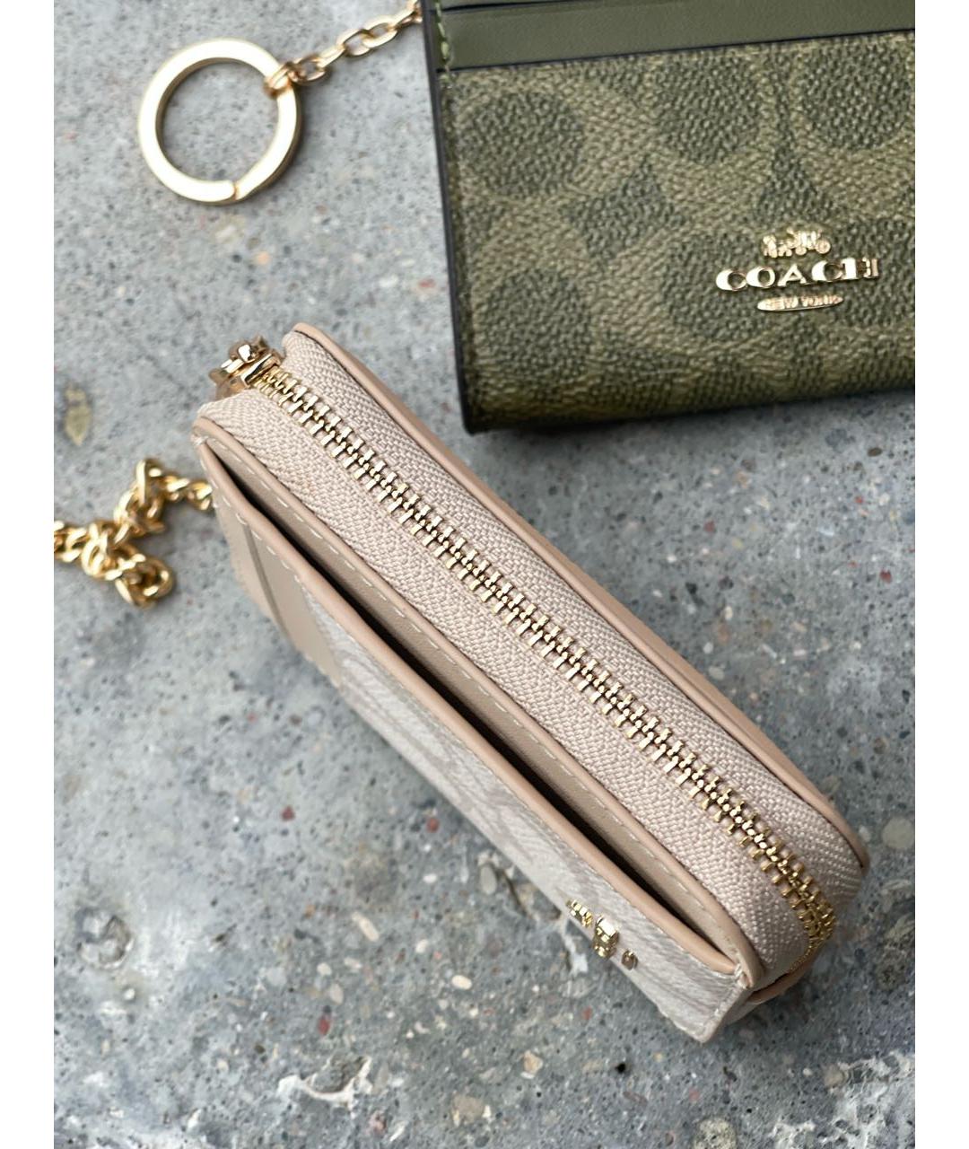 COACH Бежевый кожаный кошелек, фото 3
