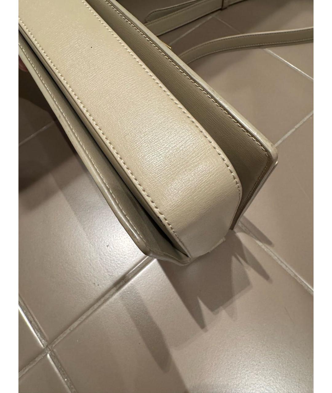 SAINT LAURENT Бежевая кожаная сумка через плечо, фото 6