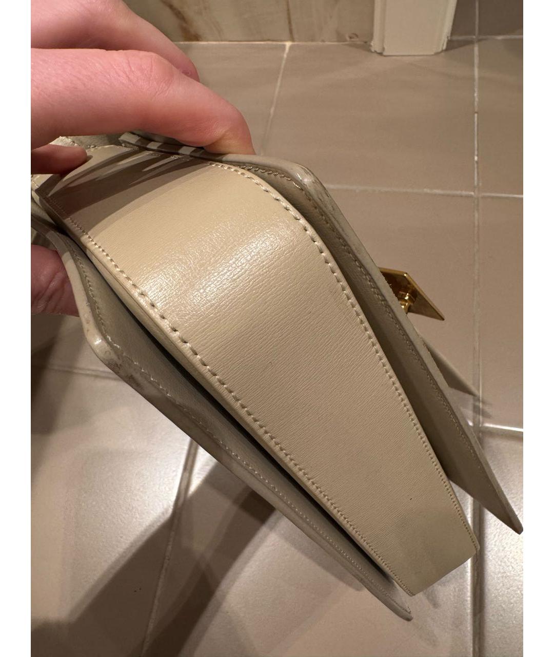 SAINT LAURENT Бежевая кожаная сумка через плечо, фото 5