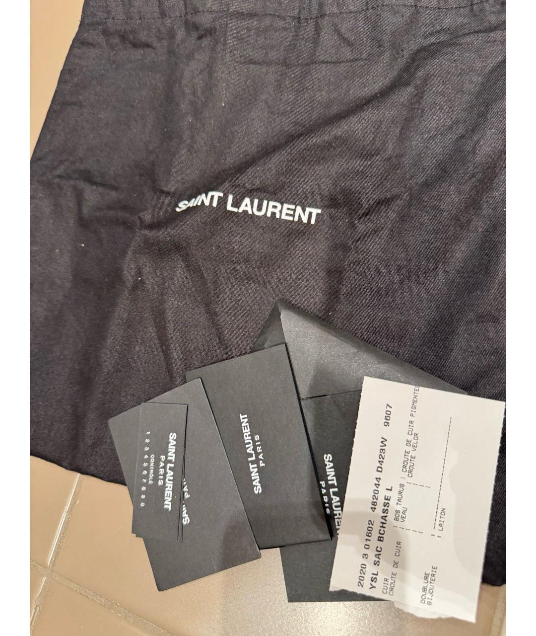 SAINT LAURENT Бежевая кожаная сумка через плечо, фото 8