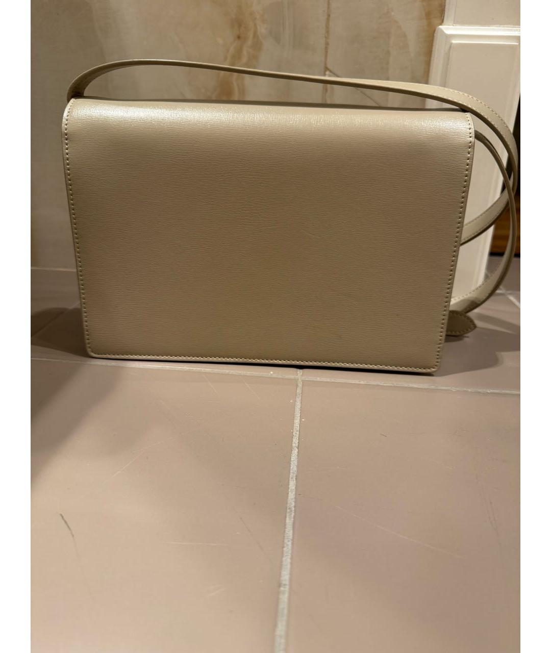 SAINT LAURENT Бежевая кожаная сумка через плечо, фото 3
