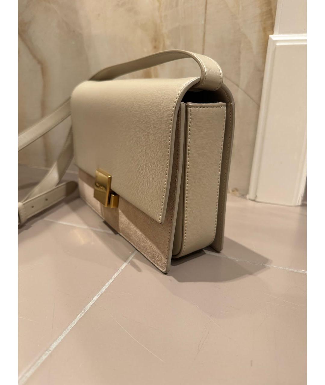 SAINT LAURENT Бежевая кожаная сумка через плечо, фото 2