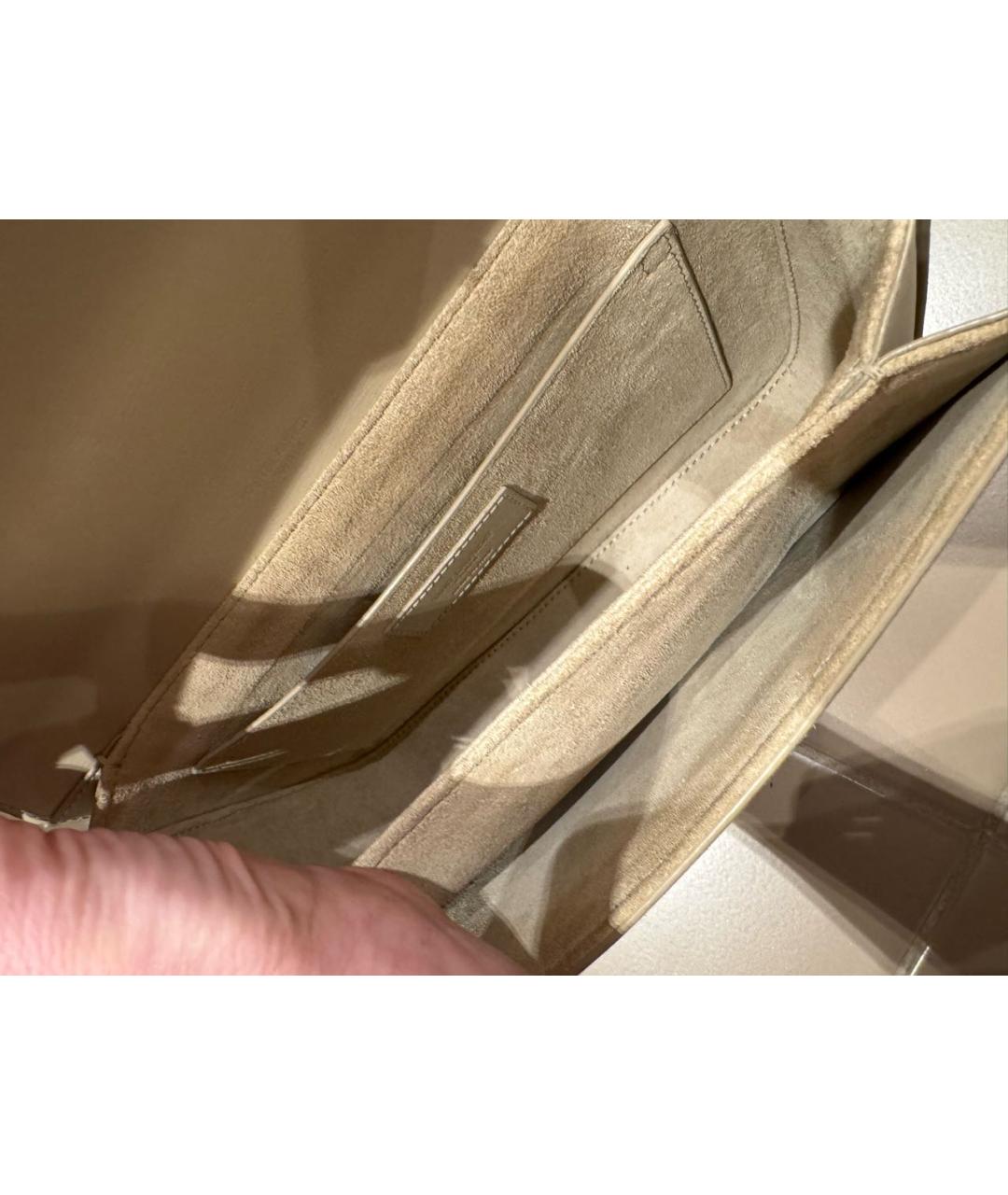 SAINT LAURENT Бежевая кожаная сумка через плечо, фото 4