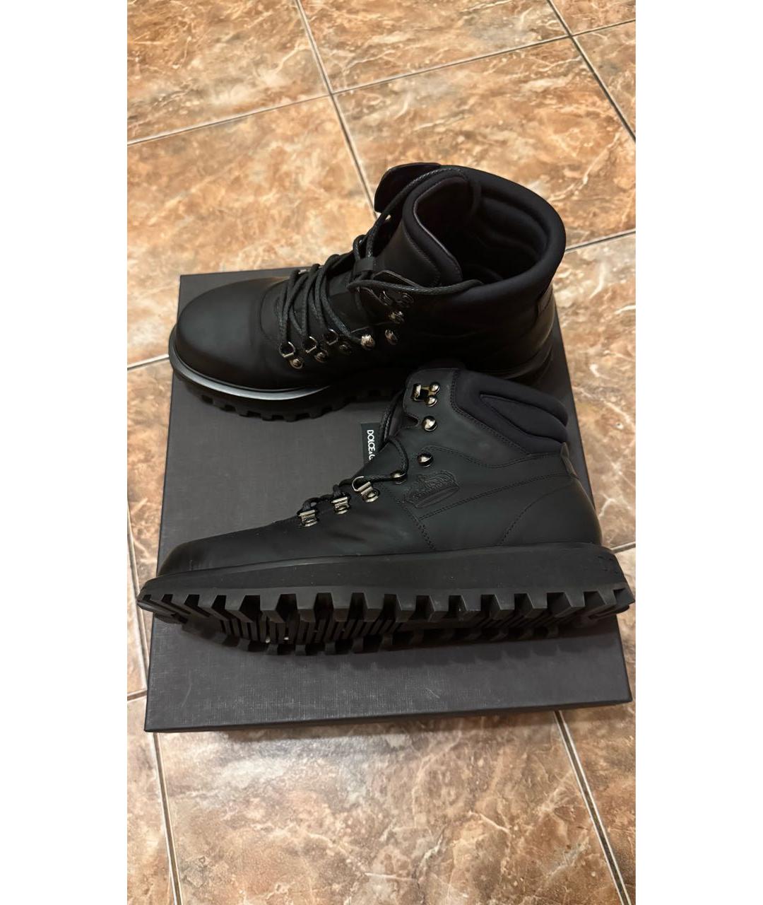 DOLCE&GABBANA Черные кожаные высокие ботинки, фото 5