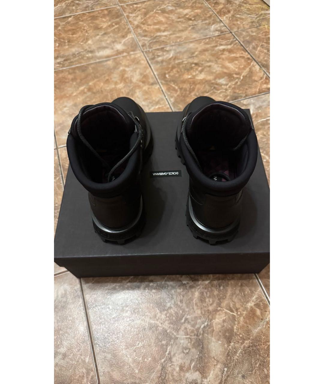 DOLCE&GABBANA Черные кожаные высокие ботинки, фото 4