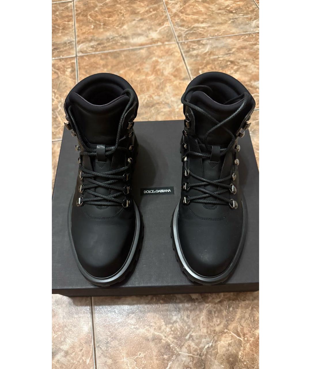 DOLCE&GABBANA Черные кожаные высокие ботинки, фото 2