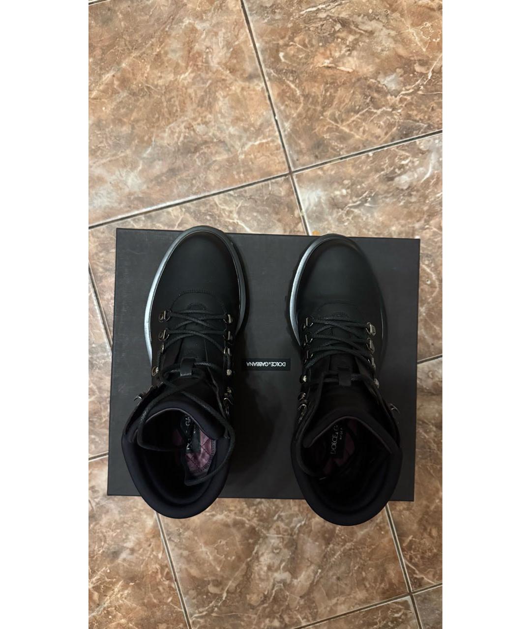 DOLCE&GABBANA Черные кожаные высокие ботинки, фото 3