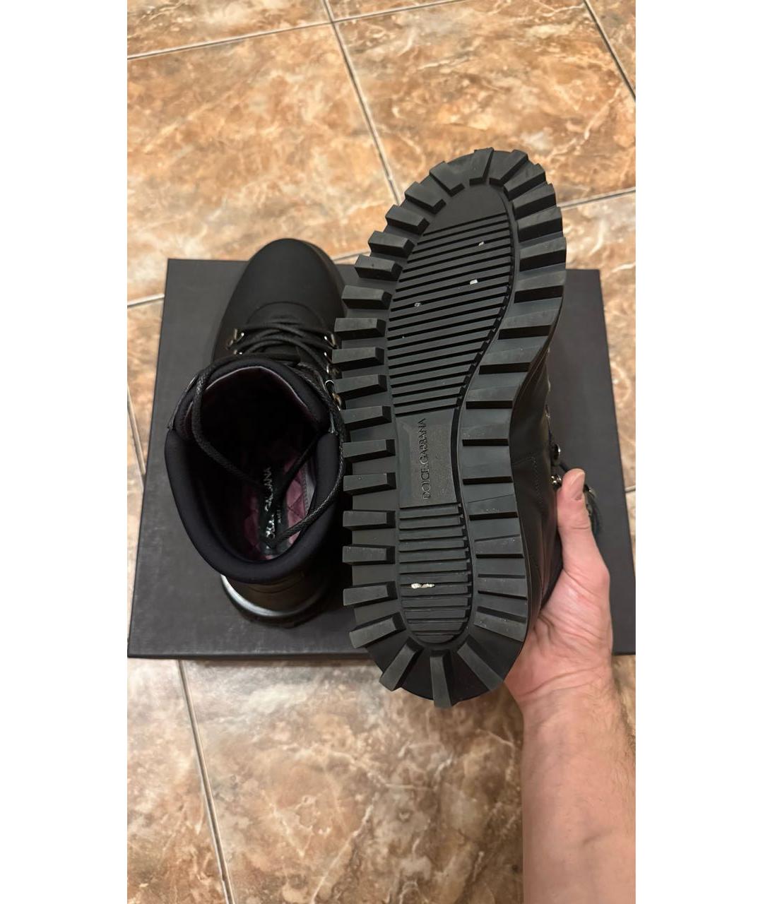 DOLCE&GABBANA Черные кожаные высокие ботинки, фото 6