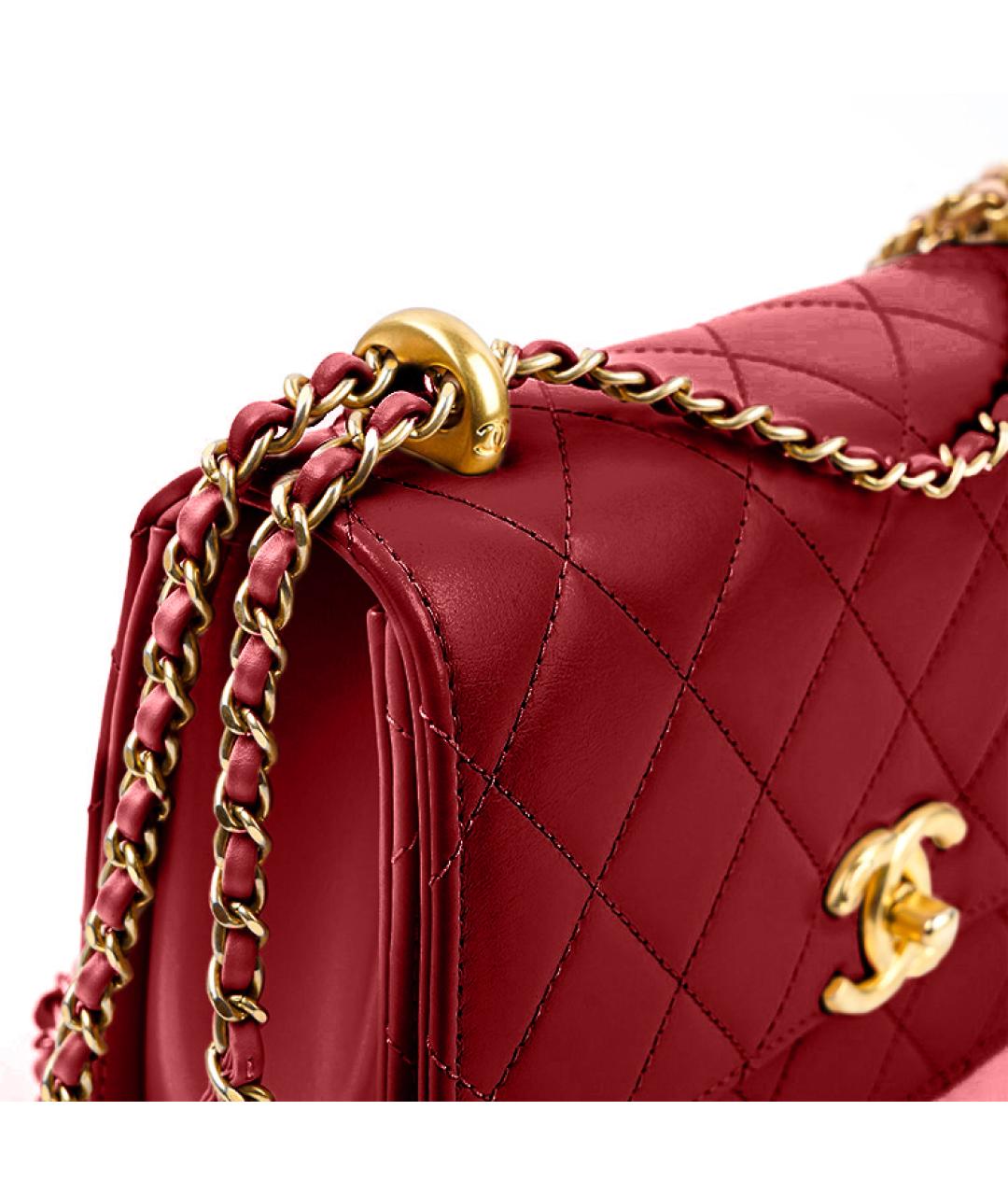CHANEL Красная кожаная сумка через плечо, фото 4