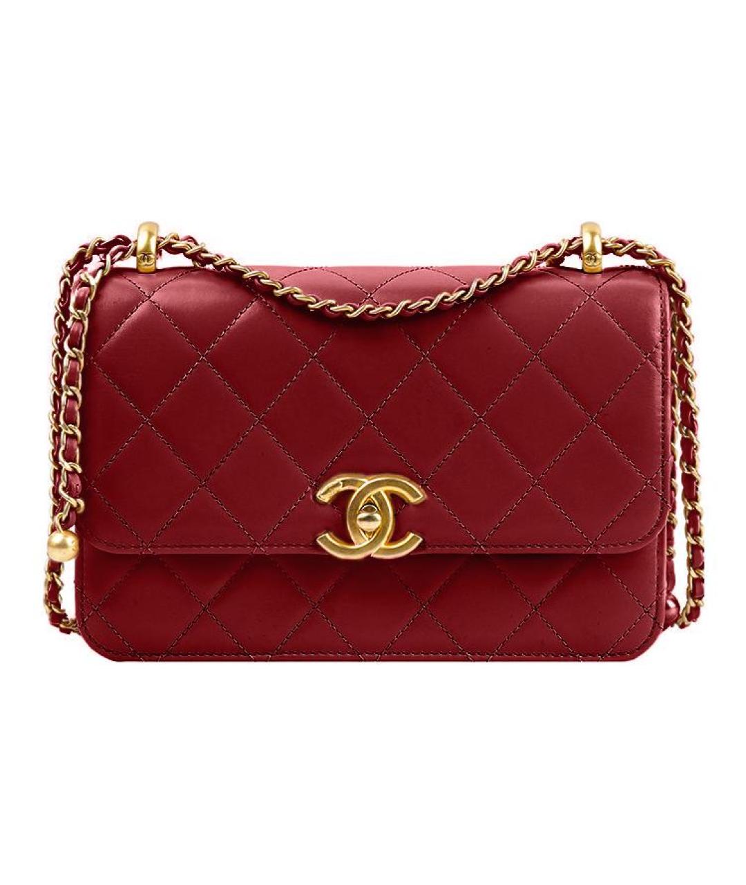 CHANEL Красная кожаная сумка через плечо, фото 1