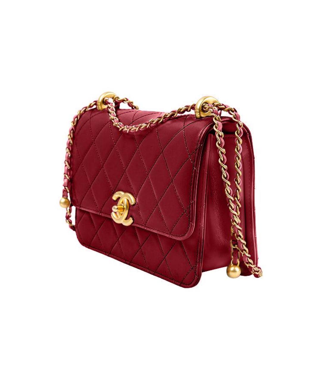 CHANEL Красная кожаная сумка через плечо, фото 2