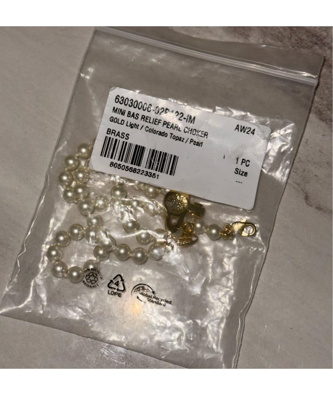 VIVIENNE WESTWOOD Белый чокер из бисера, фото 2