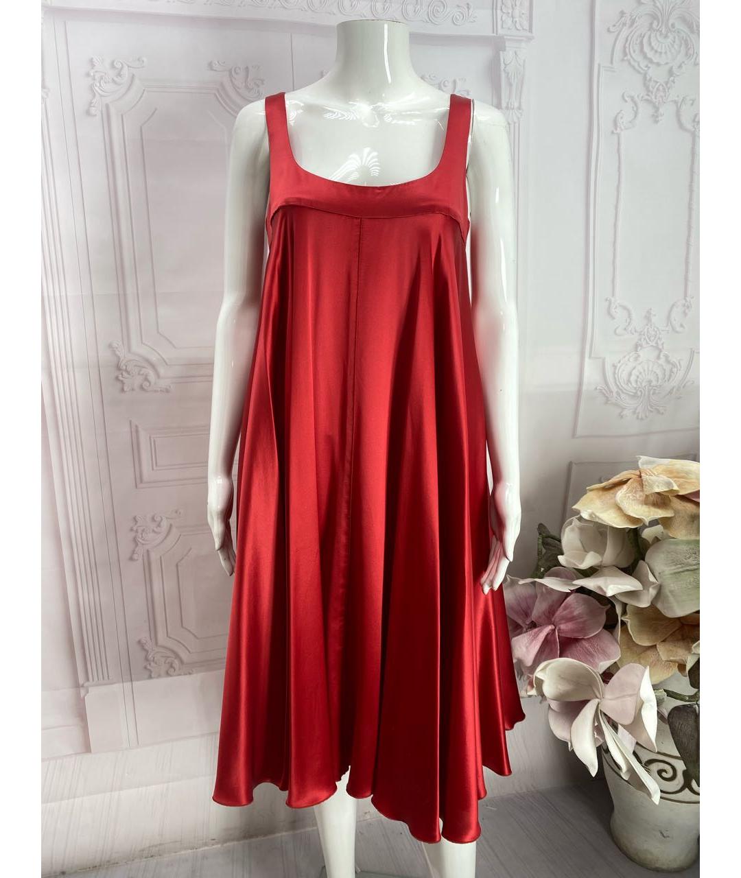 DOLCE&GABBANA Красное шелковое коктейльное платье, фото 8