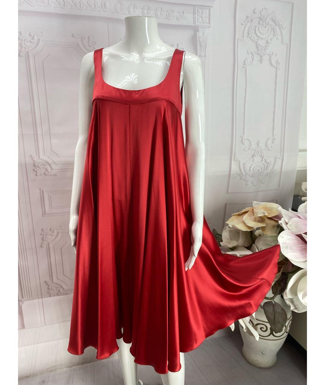DOLCE&GABBANA Красное шелковое коктейльное платье, фото 5