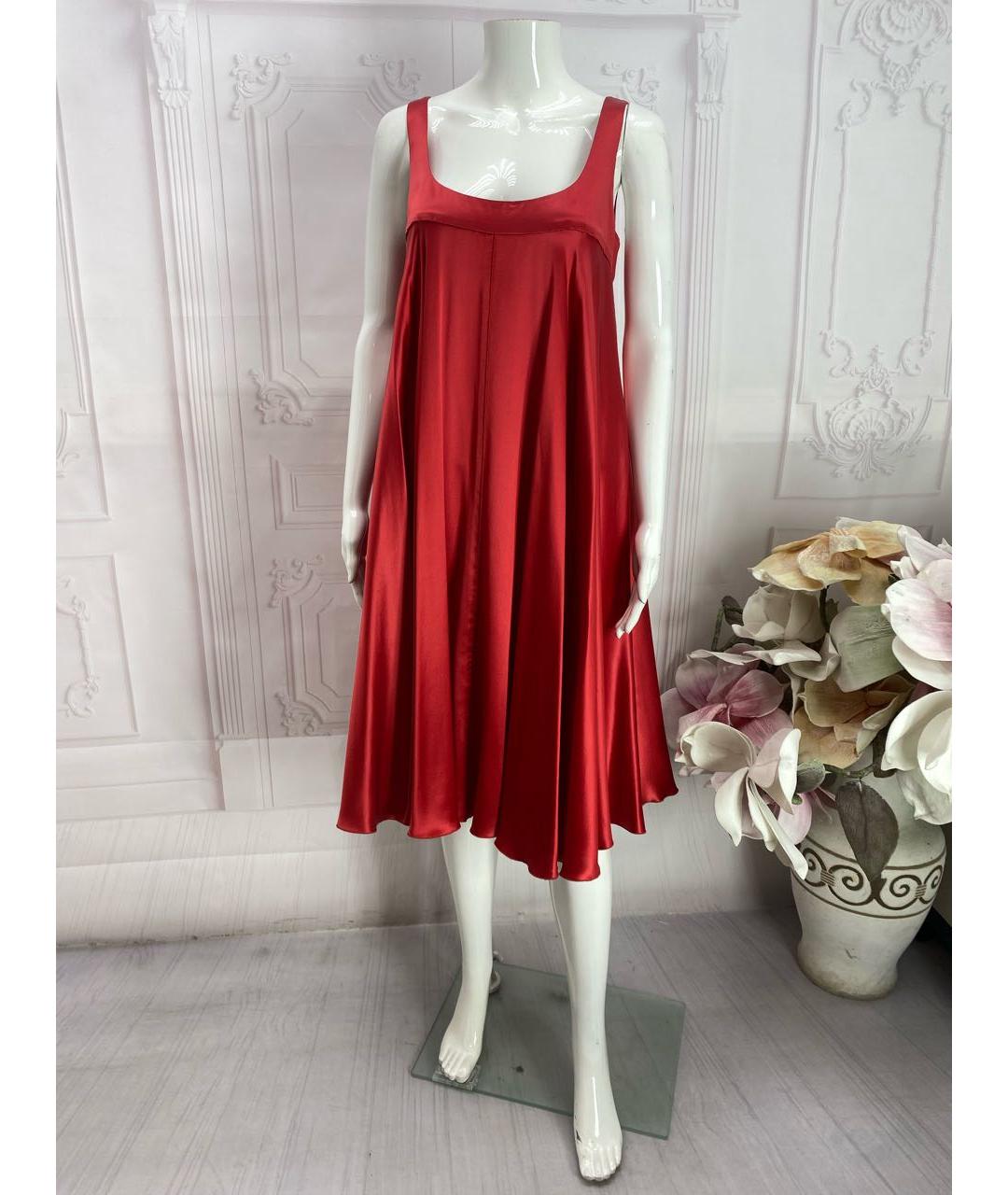 DOLCE&GABBANA Красное шелковое коктейльное платье, фото 7
