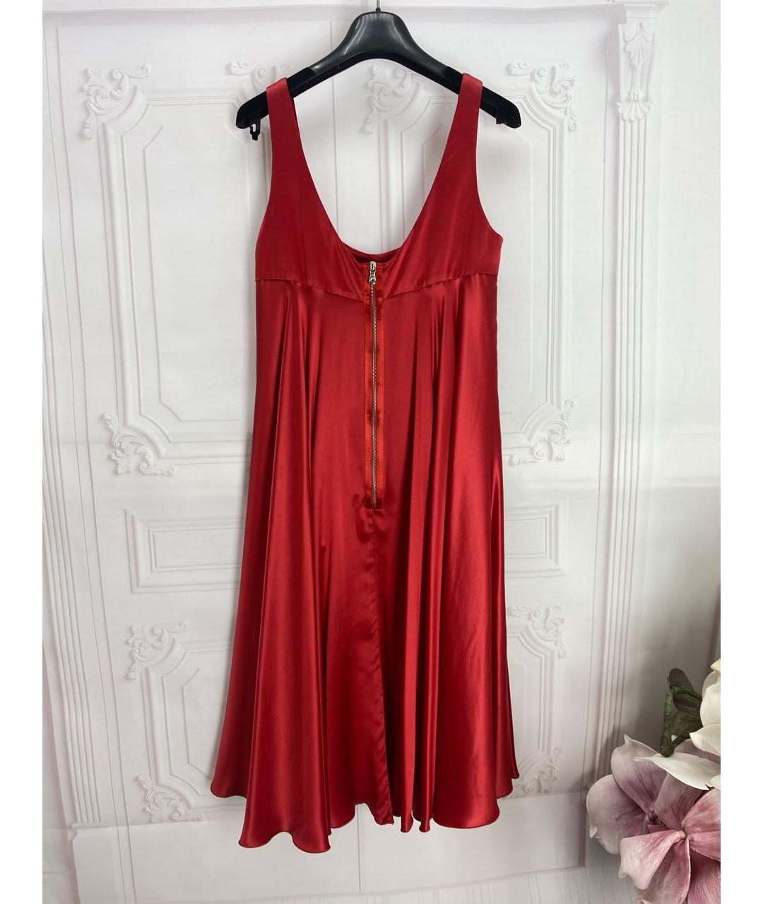 DOLCE&GABBANA Красное шелковое коктейльное платье, фото 3