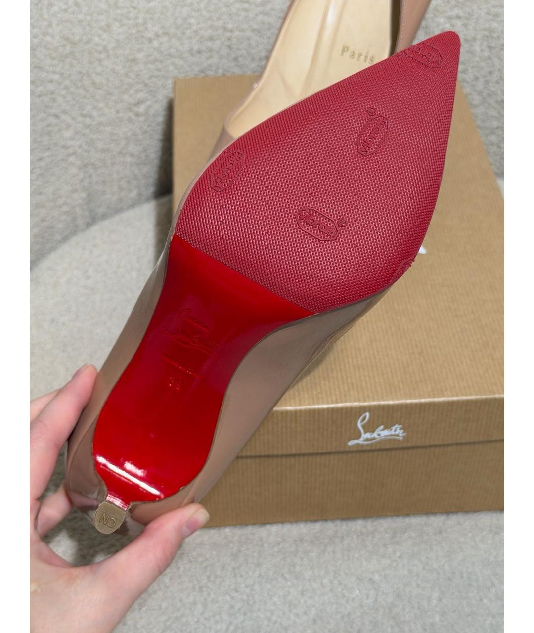 CHRISTIAN LOUBOUTIN Бежевые туфли из лакированной кожи, фото 7