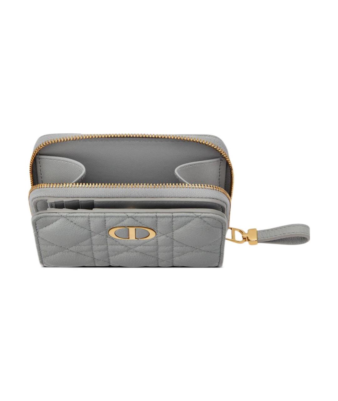 CHRISTIAN DIOR Серый кожаный кошелек, фото 3