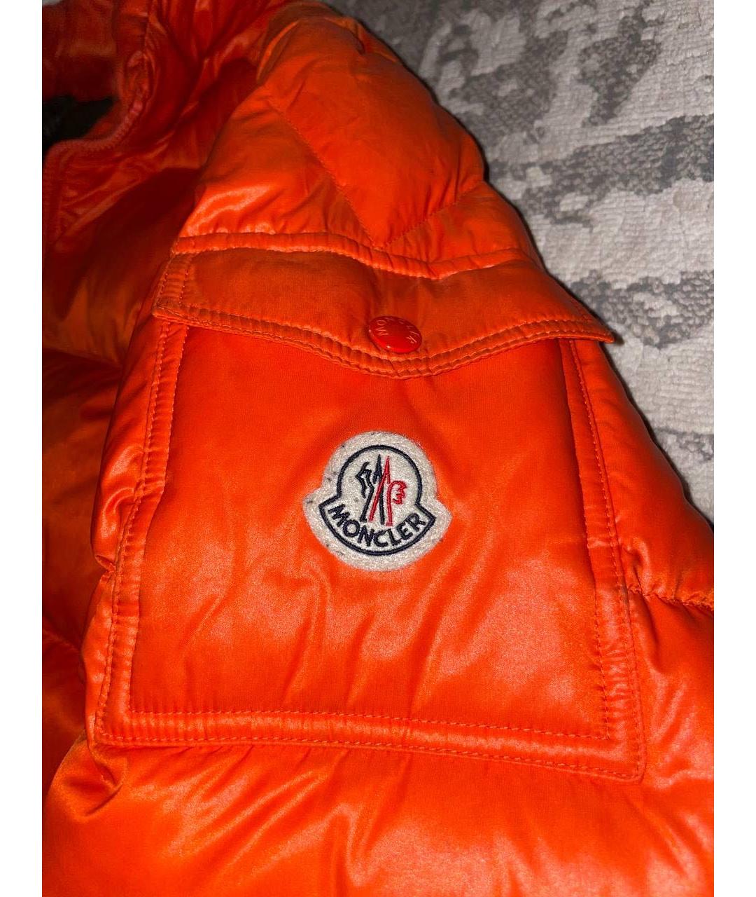 MONCLER Оранжевый полиамидовый пуховик, фото 2