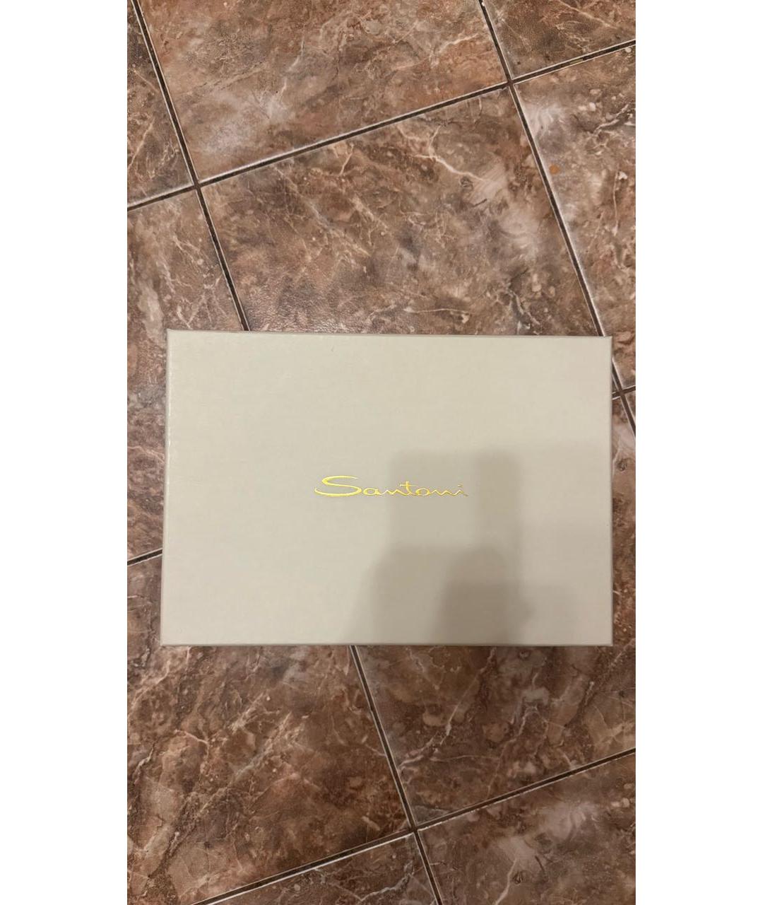 SANTONI Черные кожаные низкие кроссовки / кеды, фото 7